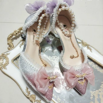 Sweet lolita sapatos vintage cabeça redonda de salto baixo de mulheres calçados bonitos bowknot cruz curativo kawaii sapatos loli cosplay festa de chá de meninas