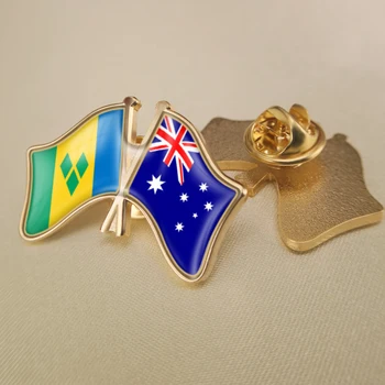 São Vicente e Granadinas e Austrália Cruzado Duplo Amizade Bandeiras Broche Emblemas distintivos de Lapela 0