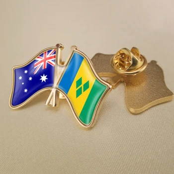 São Vicente e Granadinas e Austrália Cruzado Duplo Amizade Bandeiras Broche Emblemas distintivos de Lapela 1