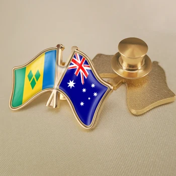 São Vicente e Granadinas e Austrália Cruzado Duplo Amizade Bandeiras Broche Emblemas distintivos de Lapela 2