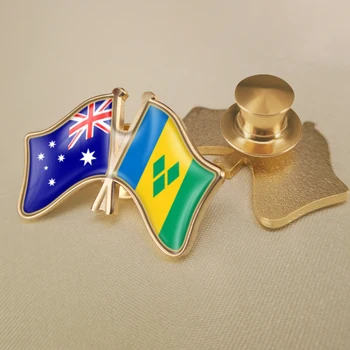 São Vicente e Granadinas e Austrália Cruzado Duplo Amizade Bandeiras Broche Emblemas distintivos de Lapela 3