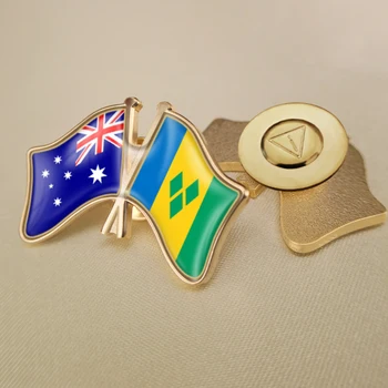 São Vicente e Granadinas e Austrália Cruzado Duplo Amizade Bandeiras Broche Emblemas distintivos de Lapela 5
