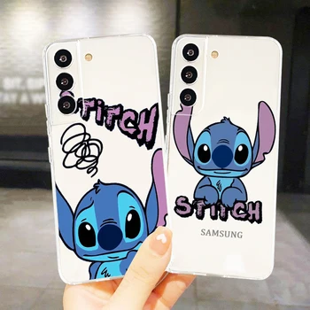 Tampa transparente Disney Stitch Arte dos desenhos animados Caso de Telefone Para Samsung S22 S20 S21 FE Ultra Lite Pro S10 S10E S9 S8 S7 Mais de 5G