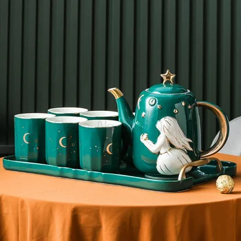 Taça de cerâmica família Nórdicos resistente de alta temperatura de água fria chaleira chaleira quarto de copo de água copo de chá de chá 2