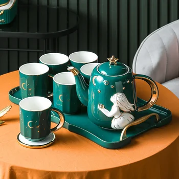 Taça de cerâmica família Nórdicos resistente de alta temperatura de água fria chaleira chaleira quarto de copo de água copo de chá de chá 4