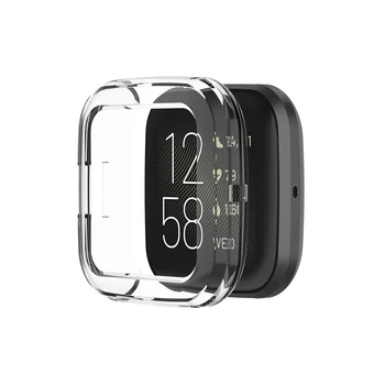 Tela Transparente TPU macio claro estojo de Proteção Para o Fitbit Versa 2 Smart Watch Protetor de Tela Tampa à prova de choque de Ultra-fino 3