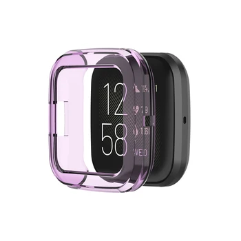 Tela Transparente TPU macio claro estojo de Proteção Para o Fitbit Versa 2 Smart Watch Protetor de Tela Tampa à prova de choque de Ultra-fino 4