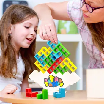 Tetra Torre Jogo de Empilhamento de Blocos da Pilha de Blocos de Construção Saldo de Quebra-cabeça, conjunto da Placa de Tijolos de Brinquedos Educativos para Crianças, Adultos 0