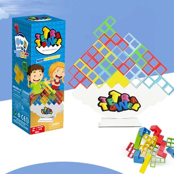 Tetra Torre Jogo de Empilhamento de Blocos da Pilha de Blocos de Construção Saldo de Quebra-cabeça, conjunto da Placa de Tijolos de Brinquedos Educativos para Crianças, Adultos 1
