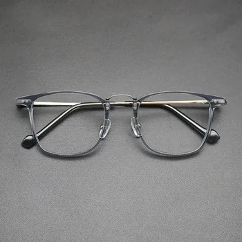 Titânio Óculos de Armação Homens Praça Vidros Ópticos Claro Computador Prescrição Eyeglasss para os Homens de Olho Armações de Óculos para Mulheres