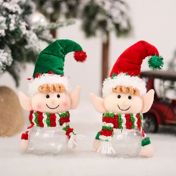 Transparente Elf Baby Doll, Candy Lata De Árvore De Natal Pendurando Sacos Dos Doces Oraments Feliz Natal Decoração Crianças Naviidad Caixa De Presente Por Favor