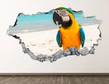 Tropical Papagaio de autocolantes de Parede - Praia 3D Esmagado Arte de Parede Autocolante de Decoração de Sala de estar de Vinil em Casa Cartaz Personalizado de Presente KD661