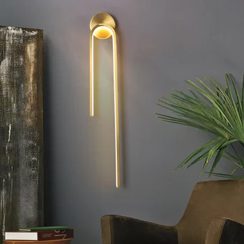 Tudo de cobre de luz de luxo pós-moderna-de-cabeceira lâmpada de parede minimalistas quarto sofá da sala de TV fundo de casa simples e moderno 2