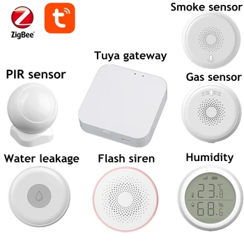Tuya Vida Inteligente Zigbee3.0 Gateway Casa Ponte De Hub E Detector De Fumaça Sensor De Temperatura E Umidade Por Alex Controle De Voz 0