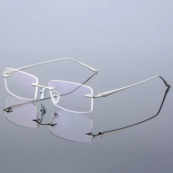 Ultra-leve e sem aro em Liga de Óculos de Hipermetropia Quadro de Homens de Negócios do Diamante de Corte de Miopia Moldura Personalizada Prescrição da Receita de Lente