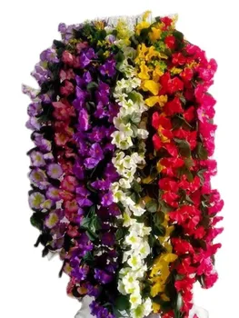 Uma Seda Glória-da-Manhã Flor da Videira Planta Artificial Ipomoea Nil Buquê de 90cm para o Casamento Artificial Decorativa de Parede Flores