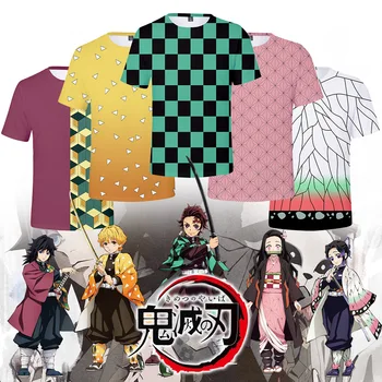Unisex Anime Demon Slayer Kimetsu Não Yaiba Tanjiro Kama Cosplay Traje impressos em 3D garoto homens mulheres verão t-shirt