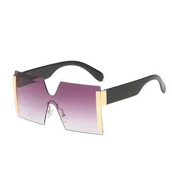 Unisex Gradiente Roxo Tons de grandes dimensões Óculos de sol para Mulheres Retro Ouro Quadrado de Óculos de Sol dos Homens Praia de Viagem Protetor solar UV400 3