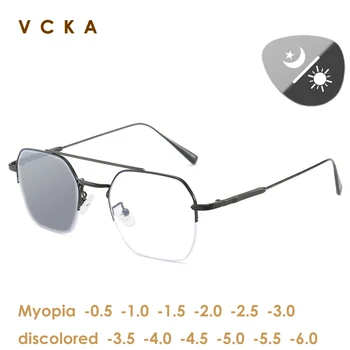 VCKA Miopia Óculos -0.5 -10 Mulheres Homens Prescrição de Óculos de Míope, Anti Blue Ray Ou Fotossensíveis Meia de Armação de Óculos