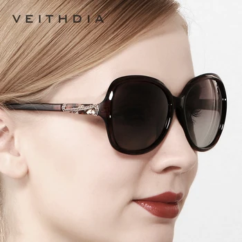 VEITHDIA Mulheres de Óculos de Sol da Moda Polarizada da Lente do inclinação de Luxo Senhoras Designer de Óculos de sol Óculos de Acessórios Para o sexo Feminino 3023 4