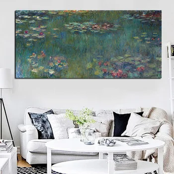 Venda quente HD de Impressão Monet Pintura a Óleo Lotus Paisagem Pintura em Tela Impressionista Arte de Parede Imagem do Cartaz Casa Cuadros Decoração 4