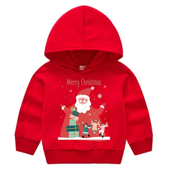 Vermelho Roupas de Natal para as Crianças de Moletom Meninas Hoodies Meninos de Natal Trajes de Crianças Pulôver de Roupa Tops, T-Shirts Jumper 2-6Year 2