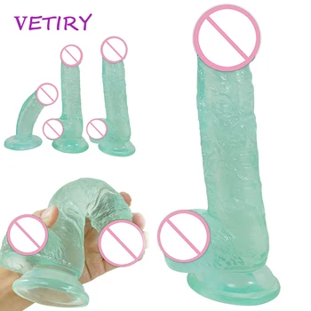 Vibrador enorme Cristal Transparente Pênis Plug anal Sem Vibrador Brinquedos Sexuais para as Mulheres Vagina Massagem Anal Correia Em Sex Shop Pênis Otário
