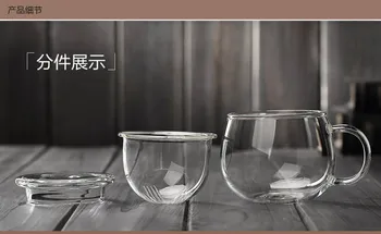 Vidro Xícara de Chá com Tampa Transparente Chá inteiro de Diversão Taça resistente ao Calor de Alta Vidro de Borosilicato Flor Xícara de Chá de Escritório Copa 5