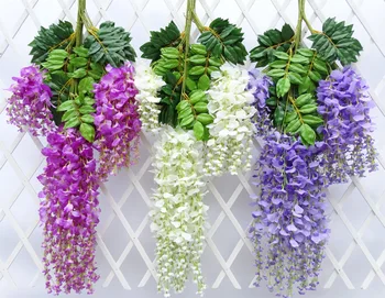 Vinha Flores Artificiais wisteria simulação de vime flor bracketplant de seqüência de caracteres de planta de Casa de parede para decoração de casamento