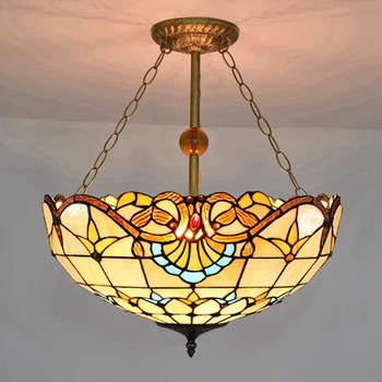 Vintage lâmpada de vidro de 50cm criativo vitrais sala de estar jantar quarto, bar, clube decorados com grande anti-lustre