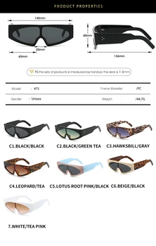 Vintage, Punk Design da Marca Óculos de sol Oversized Mulheres Um Pedaço de Óculos de Sol Para Homens UV400 Esporte de Óculos de proteção Tendência de Topo Plano Óculos 4