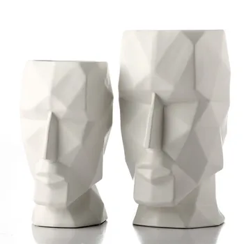 [VIP] Nórdicos Cerâmica Vaso Origami Geométrico Abstrato Cabeça Humana Vasos Arranjo de Figuras de Artesanato Decoração Home