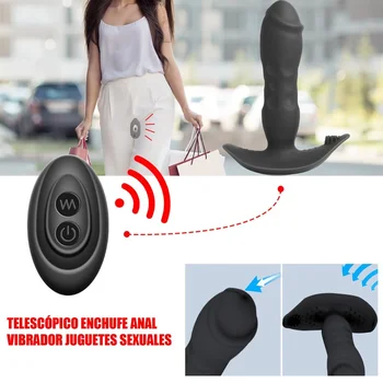Wearable Telescópica Vibrador Plug Anal Brinquedos Sexuais Para A Mulher Gay De Silicone Plug Anal Vibrador Massageador De Próstata Masturbador Masculino