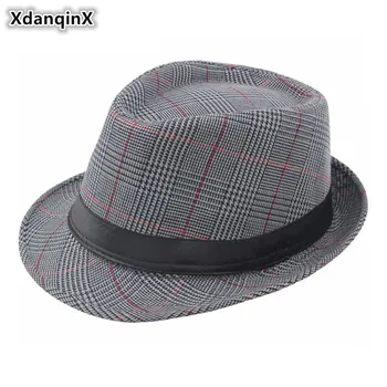 XdanqinX Vintage Clássico Adulto Homens Fedoras Chapéu de meia-idade de Moda Cavalheiro Jazz Chapéus Marcas Retro Topo Plano Caps Para Homens