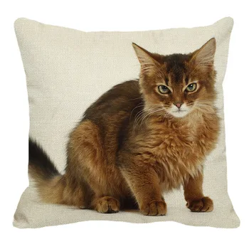 XUNYU 45cmx45m Animal Bonito Somali gato padrão de Roupa Confortável, Capa de Almofada Sofá da Sala Decoração fronha de YH007 1