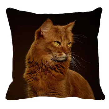 XUNYU 45cmx45m Animal Bonito Somali gato padrão de Roupa Confortável, Capa de Almofada Sofá da Sala Decoração fronha de YH007 2