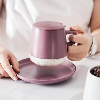 Xícara de café, Conjunto de Canecas de preensão manual Chá da Tarde Copos de 400 ml Criativo Morandi Cor Coffeeware Canecas de Porcelana de Água, Copos de Leite 3