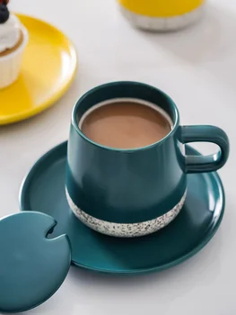 Xícara de café, Conjunto de Canecas de preensão manual Chá da Tarde Copos de 400 ml Criativo Morandi Cor Coffeeware Canecas de Porcelana de Água, Copos de Leite 5