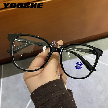 YOOSKE Mulheres Anti Luz Azul Óculos de Armação Homens Clássicos Redondos, Óculos Vintage Óptico Claro Computador Bloqueio de Armações de óculos 3