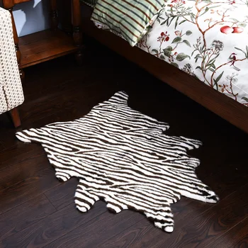 zebra stripe Impresso Tapete de Couro do faux couro antiderrapante, Tapete Antiderrapante 110X150CM Imitação de animais Tapete para casa