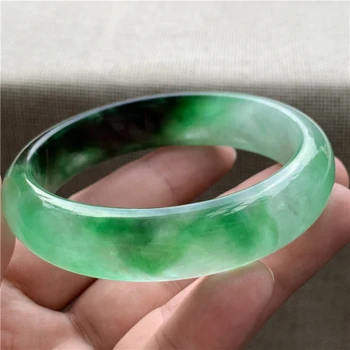 zheru jóias naturais Birmanês jade 54-64mm verde escuro de duas cores de pulseira elegante jóias da princesa enviar mãe para namorada 0