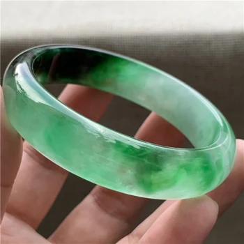 zheru jóias naturais Birmanês jade 54-64mm verde escuro de duas cores de pulseira elegante jóias da princesa enviar mãe para namorada 2