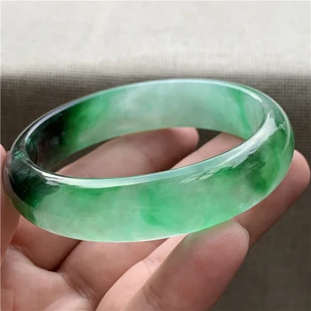 zheru jóias naturais Birmanês jade 54-64mm verde escuro de duas cores de pulseira elegante jóias da princesa enviar mãe para namorada 3