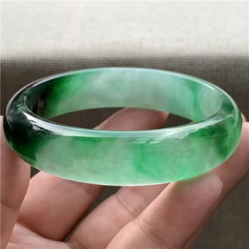 zheru jóias naturais Birmanês jade 54-64mm verde escuro de duas cores de pulseira elegante jóias da princesa enviar mãe para namorada 4