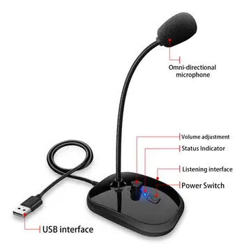 Área de trabalho do Microfone Universal De 360 Graus Ajustável Ampla Aplicação Podcasting Streaming USB Microfone para o Lar