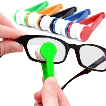 Óculos de Mini Escova de Microfibra lado de Dois Espetáculos de Limpeza, Esfregue Aspirador Portátil de Óculos, Escovas Limpa Limpa Ferramentas de Acessórios