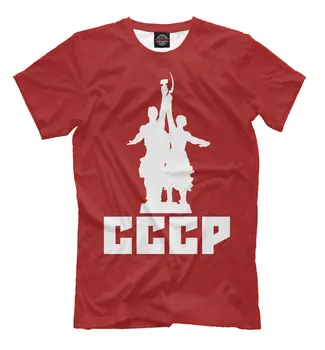 СССР Homens T-shirt URSS Rússia, União Soviética Trabalhador e Coletiva Agricultor Camisas Vermelho Tamanho S-3XL