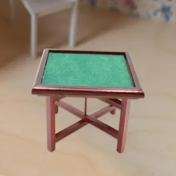 1:12 Casa de bonecas em Miniatura Mahjong Tabela de Brinquedo de Madeira em Miniatura Secretária para DIY Decoração de Casa de bonecas 1