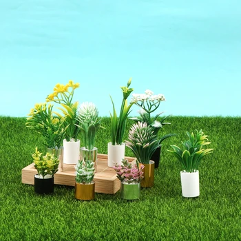 1:12 Casa De Bonecas Em Miniatura Mini Árvore De Vasos De Planta Verde Na Panela De Casa De Boneca De Decoração De Casa De Simulação De Vasos De Plantas Acessórios Do Modelo 4