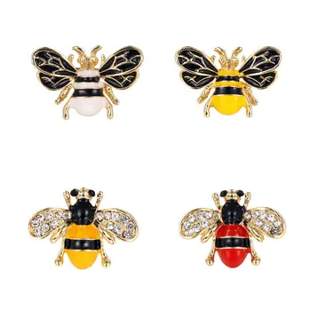 1/2/3/4pcs novo bonito broche abelha emblema de moda bumblebee buquê de acessórios de vestuário gola pin pingando diamante broches de jóias